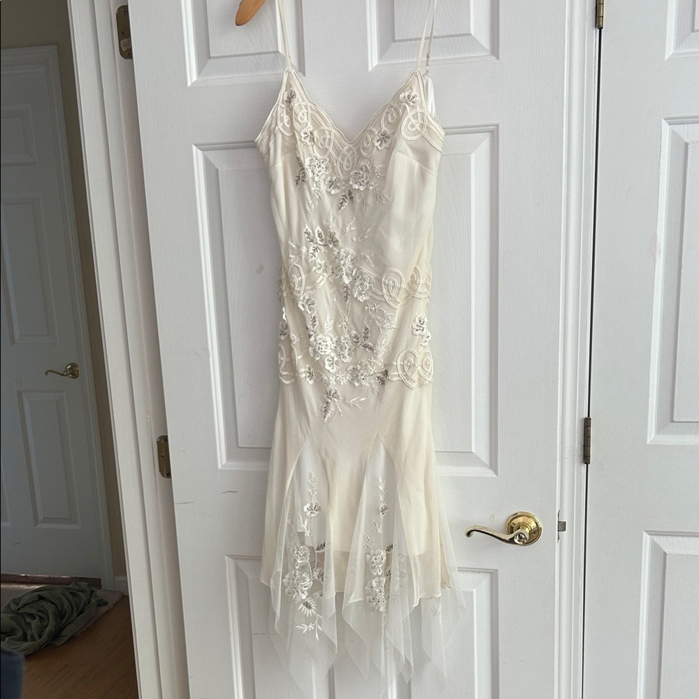 Sue Wong Cream Wedding Dress with Embroidered Details